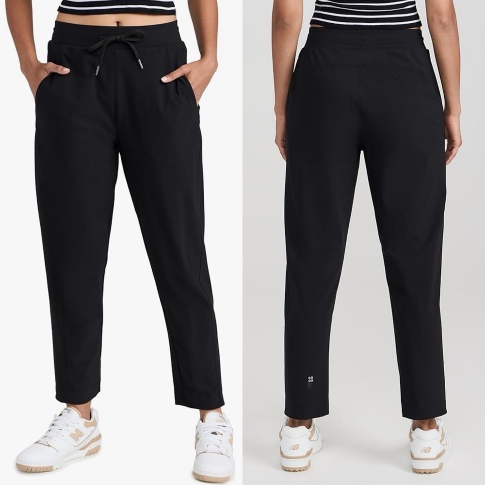 Sweaty Betty womens black Explorer tapered athletic cropped Workout Pant